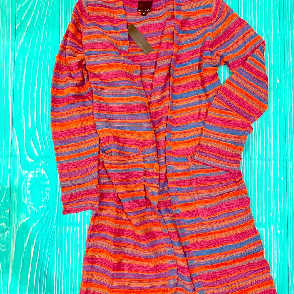 Pink Striped Cardigan